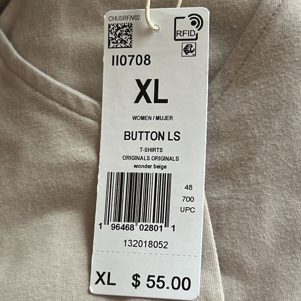 NEW adidas Adicolor Classics 3-Stripes Women's Button Long Sleeve Tee Size XL - Picture 8 of 11